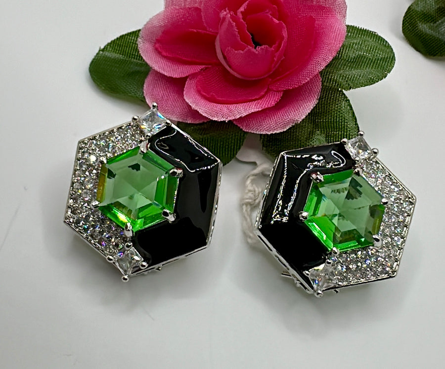 Mint And Black Swarovski Studs