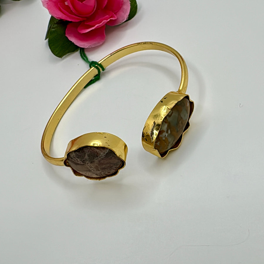 Brown Natural Stone Adjustable Bangle