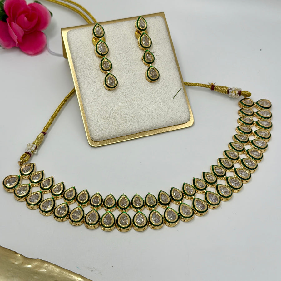 Green Kundan Necklace Set