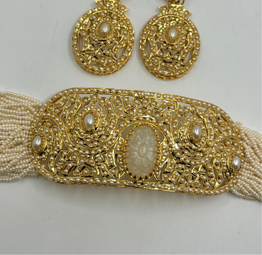 White Punjabi Jadau Choker Set