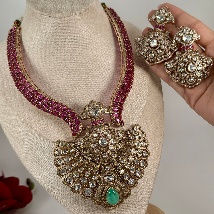 Ruby Mint Statement Moissanite Necklace Set