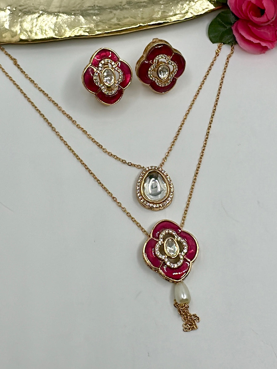 Ruby MOP Dainty Necklace Set