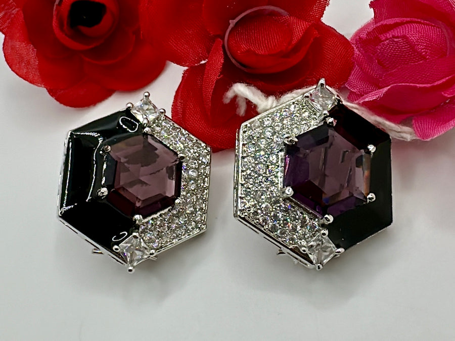 Purple And Black Swarovski Studs