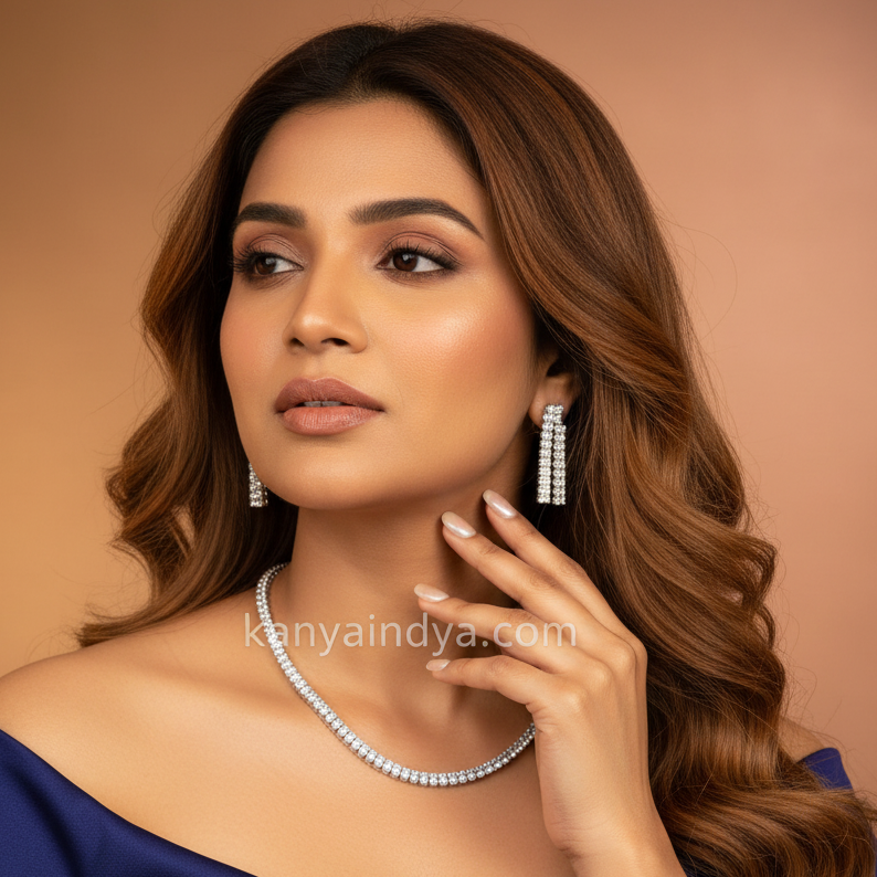 Clear Single Layer Italian Cubic Zirconia Necklace Set