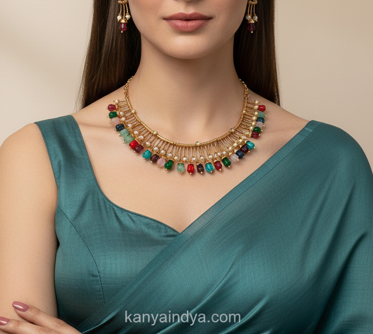 Multi Apala Inspired Moissanite Necklace Set