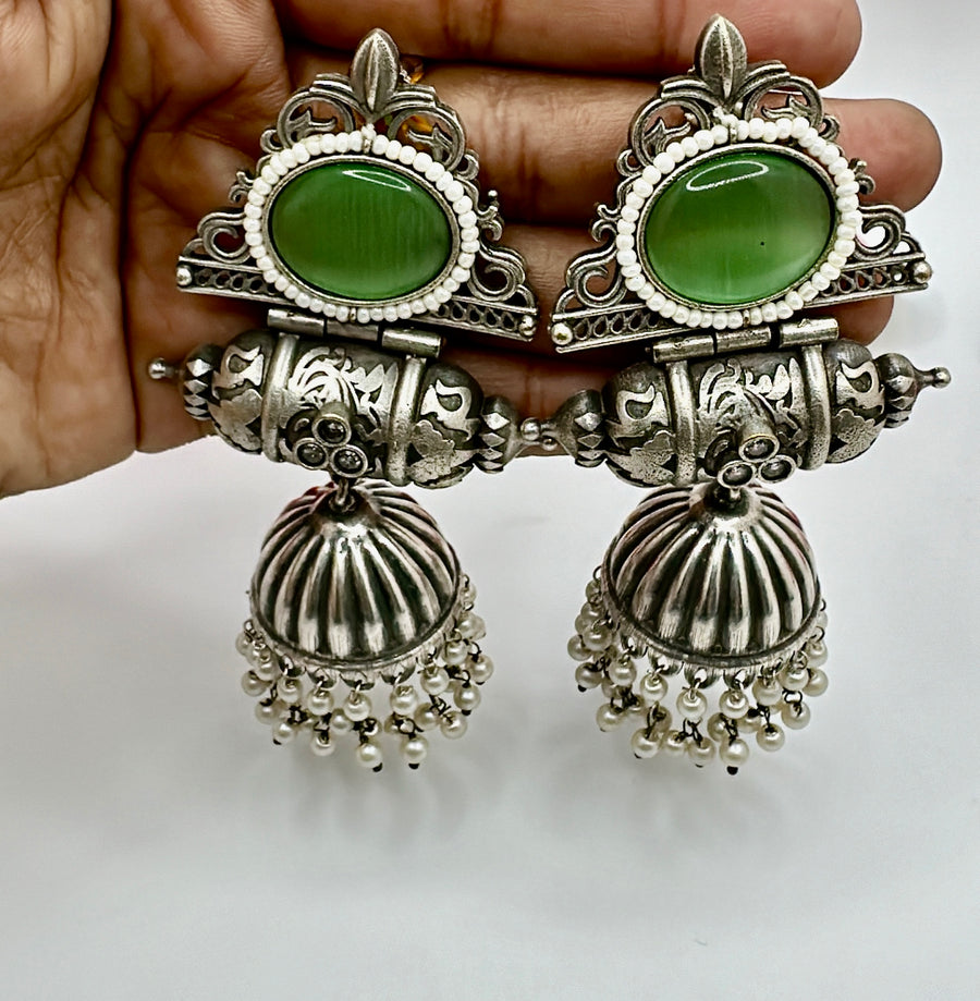 Mint Silver Lookalike Statement Jhumka