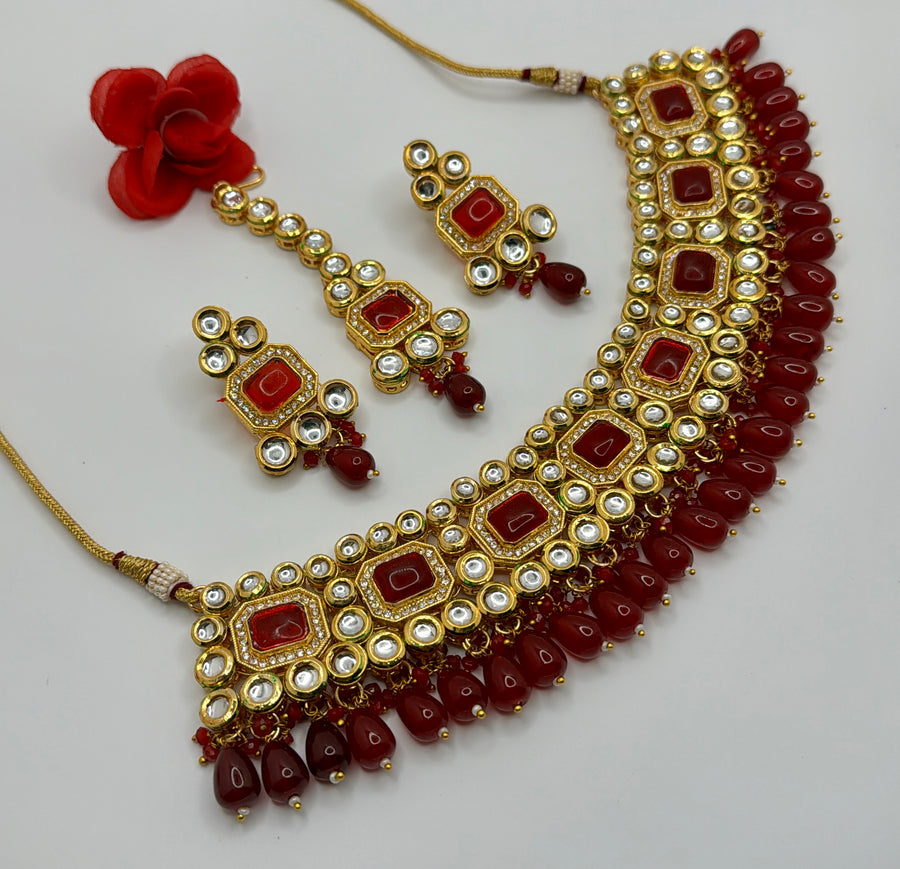 Ruby Kundan Bridal Necklace Set