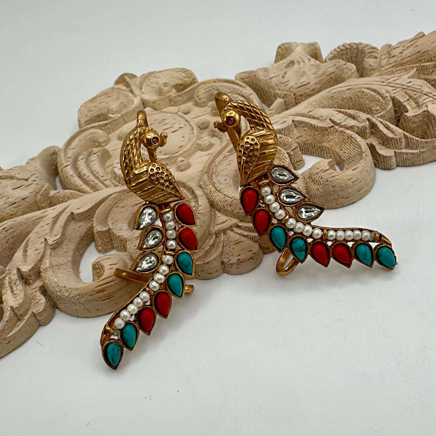 Red & Turquoise Ear Cuff