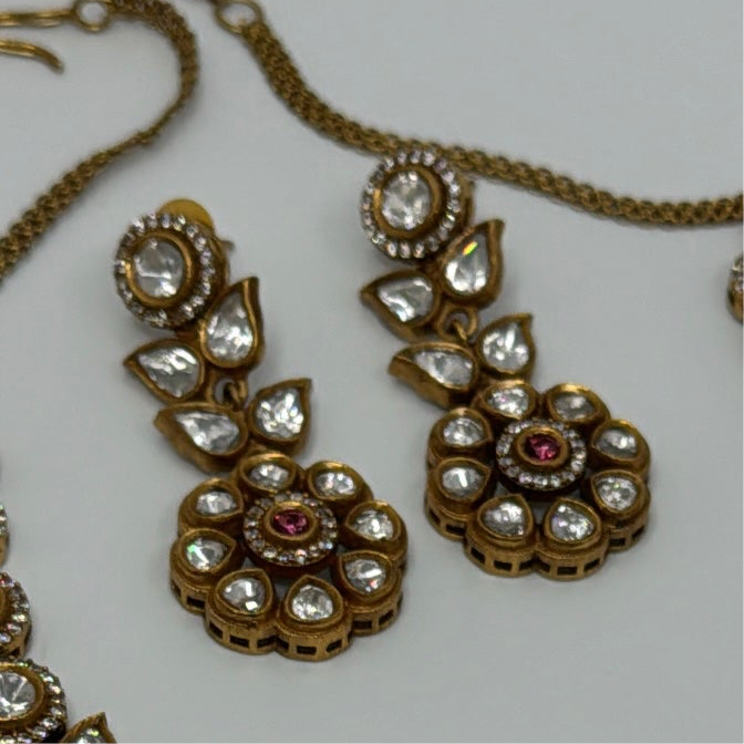 Green & Ruby Kundan Necklace Set