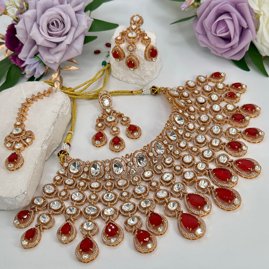 Ruby Moissanite Statement Set