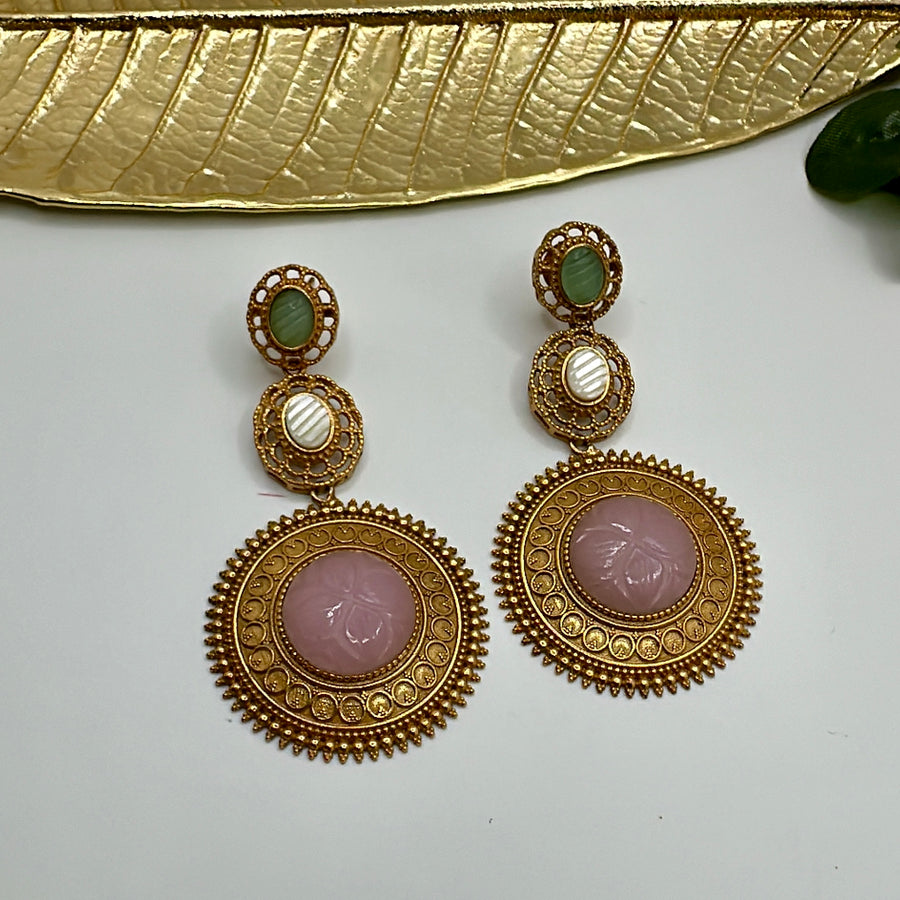 Pink Amrapali Inspired Silver Lookalike mEarrings