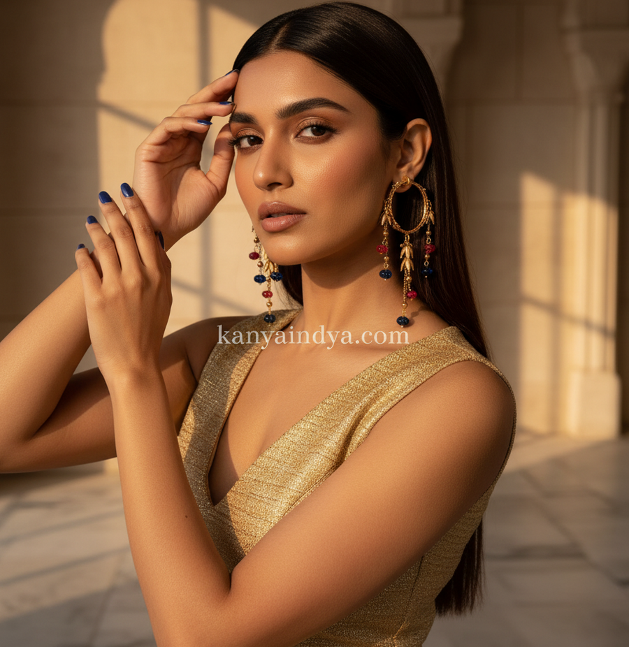 Ruby Blue Apala Inspired Lightweight Hoop Earrings