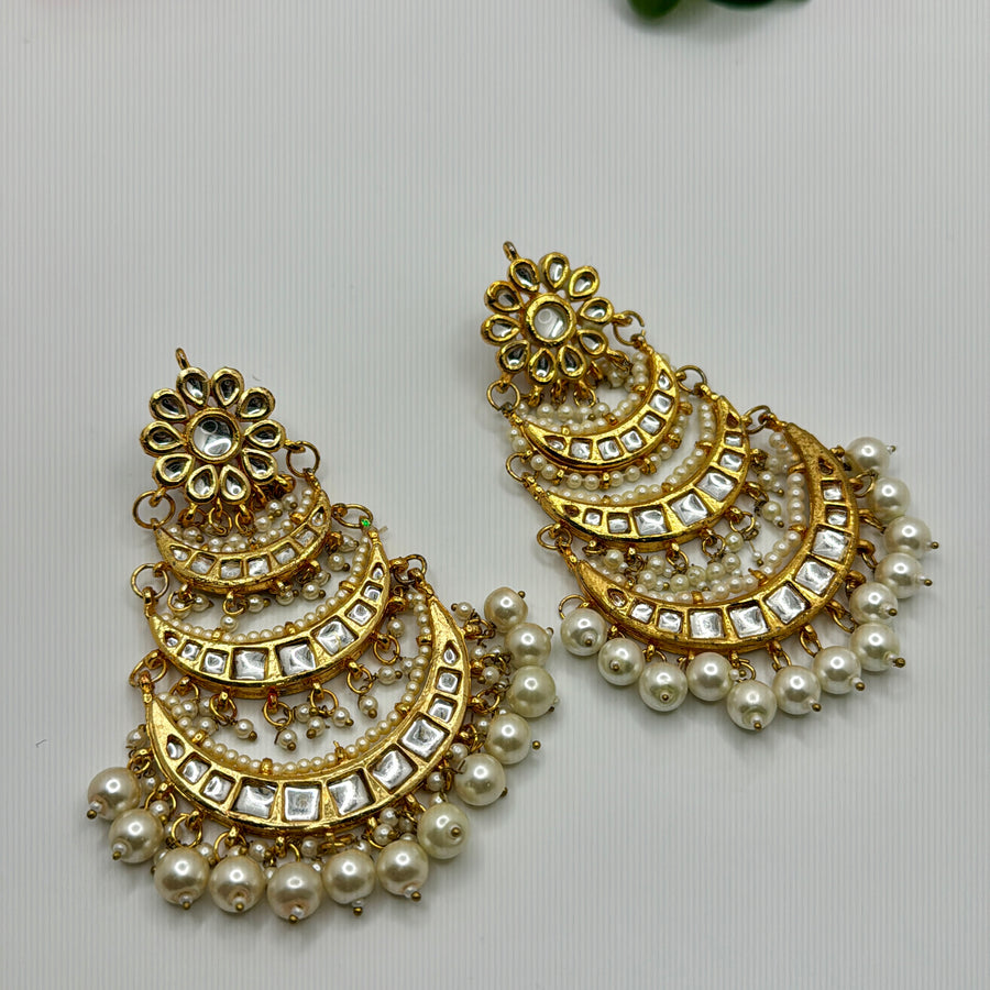 Clear Bikaneri Kundan Multi Layer Statement Chand Bali