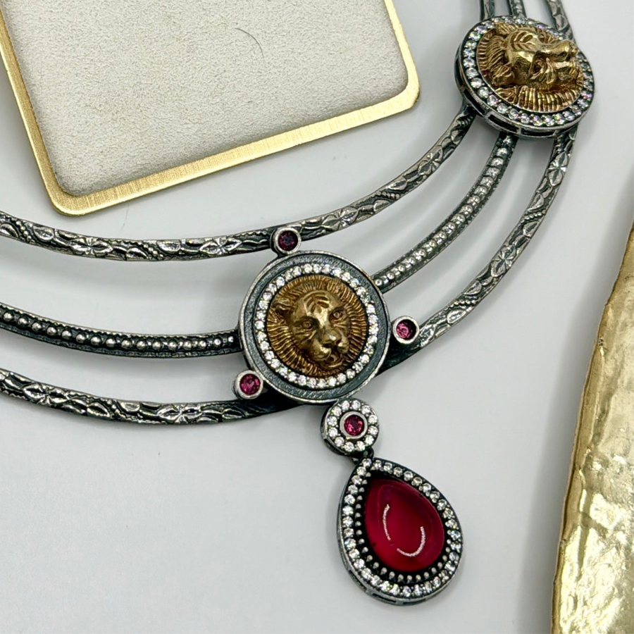 Ruby Sabya Inspired Silver Lookalike Hasli Set