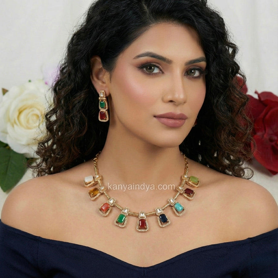 Multi Apala Inspired Moissanite Necklace Set