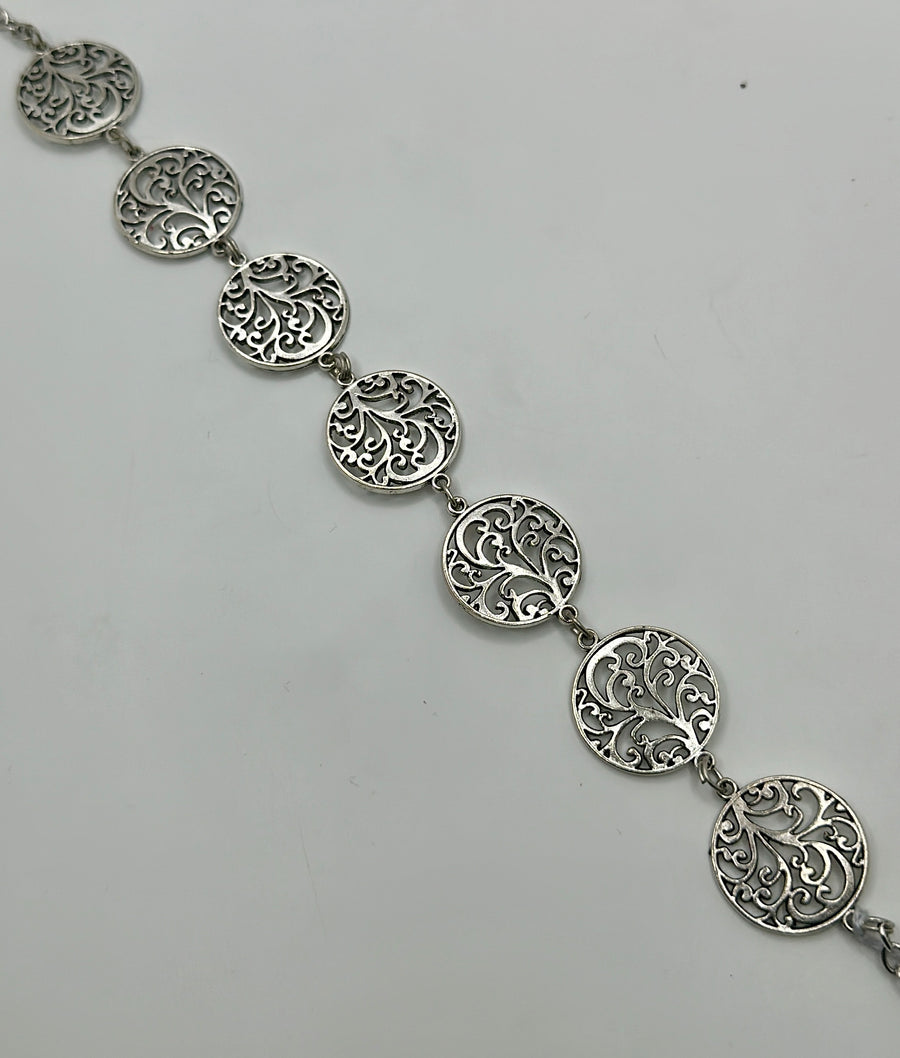 Clear Silver Lookalike Circles Matha patti