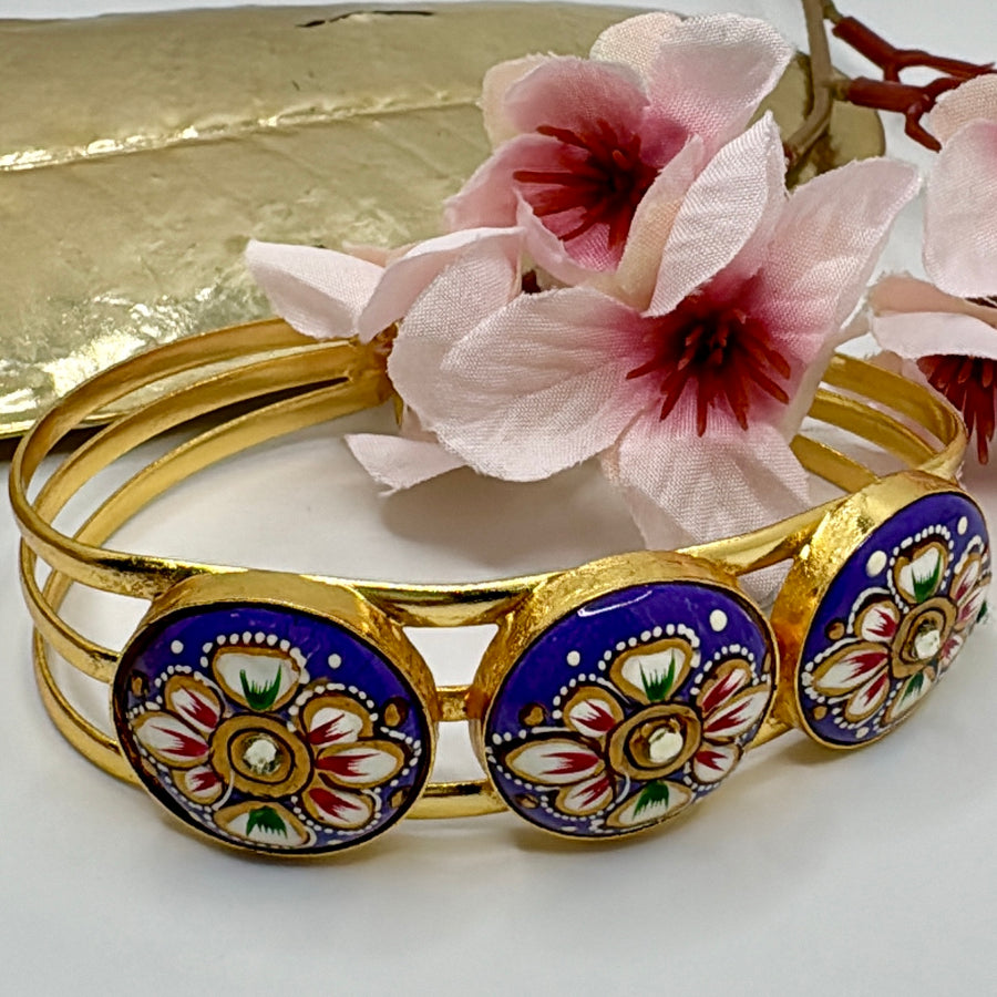 Purple Tanjore Cuff