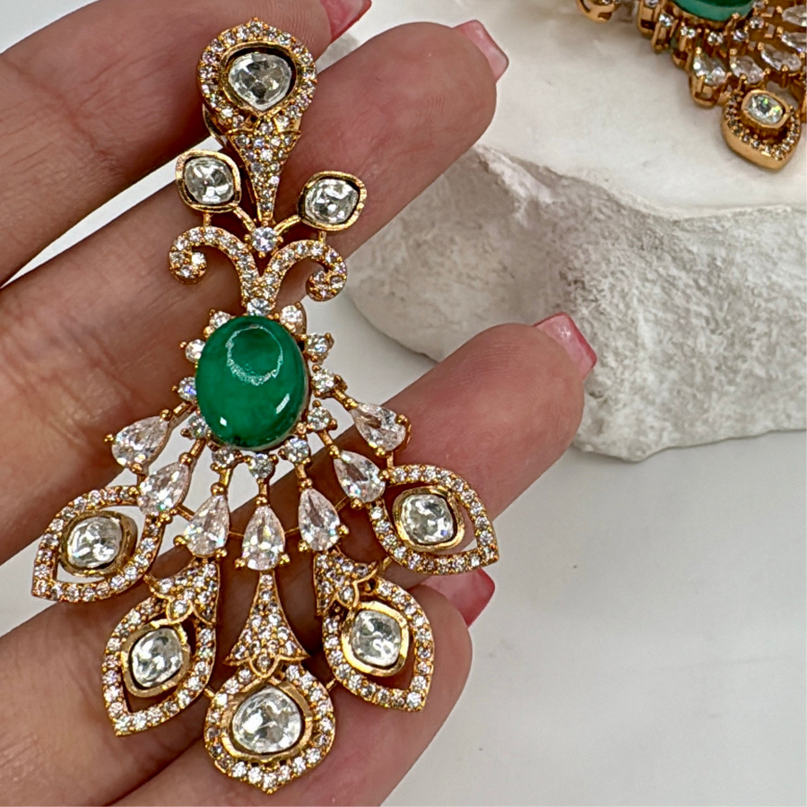 Green Doublet Moissanite Earrings