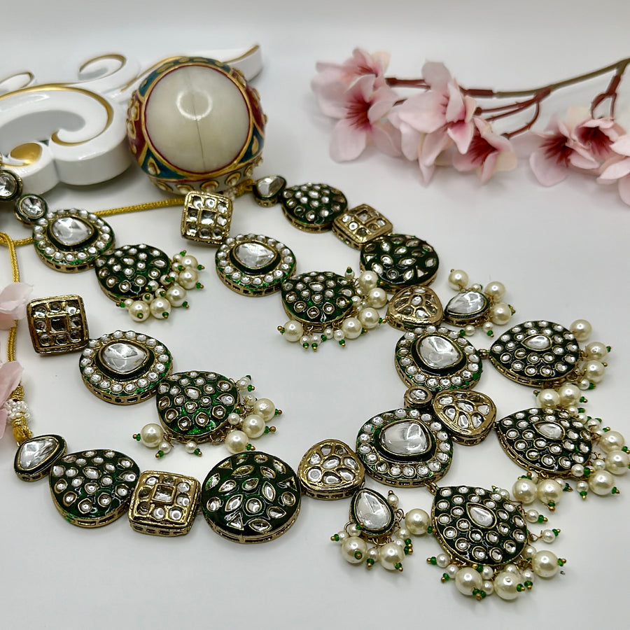 Green Meenakari Necklace Set