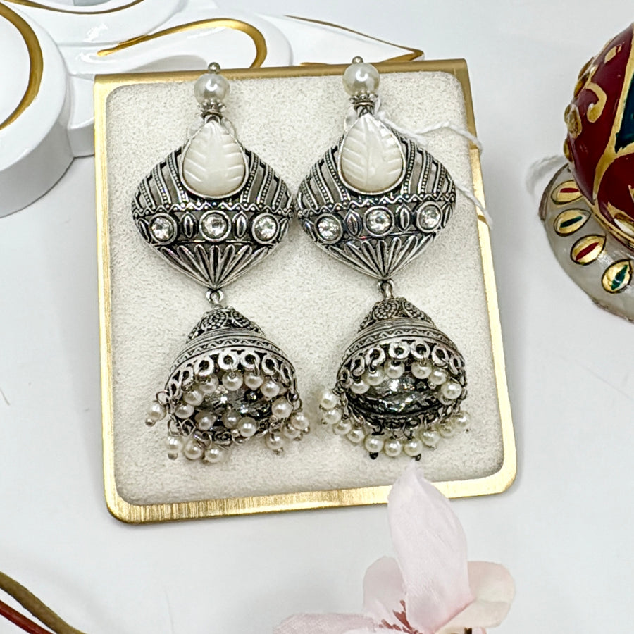 Clear MOP Silver Lookalike Jhumka