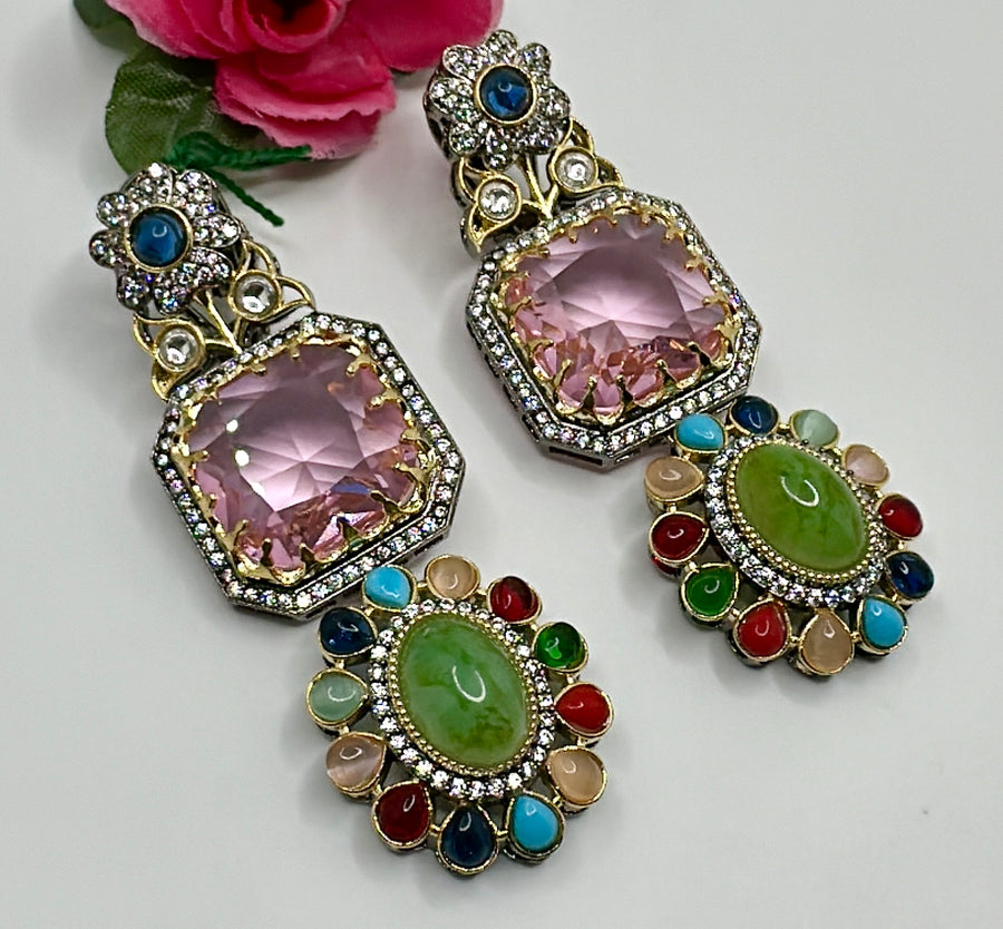 Pink Sabya Inspired Statement Earrings