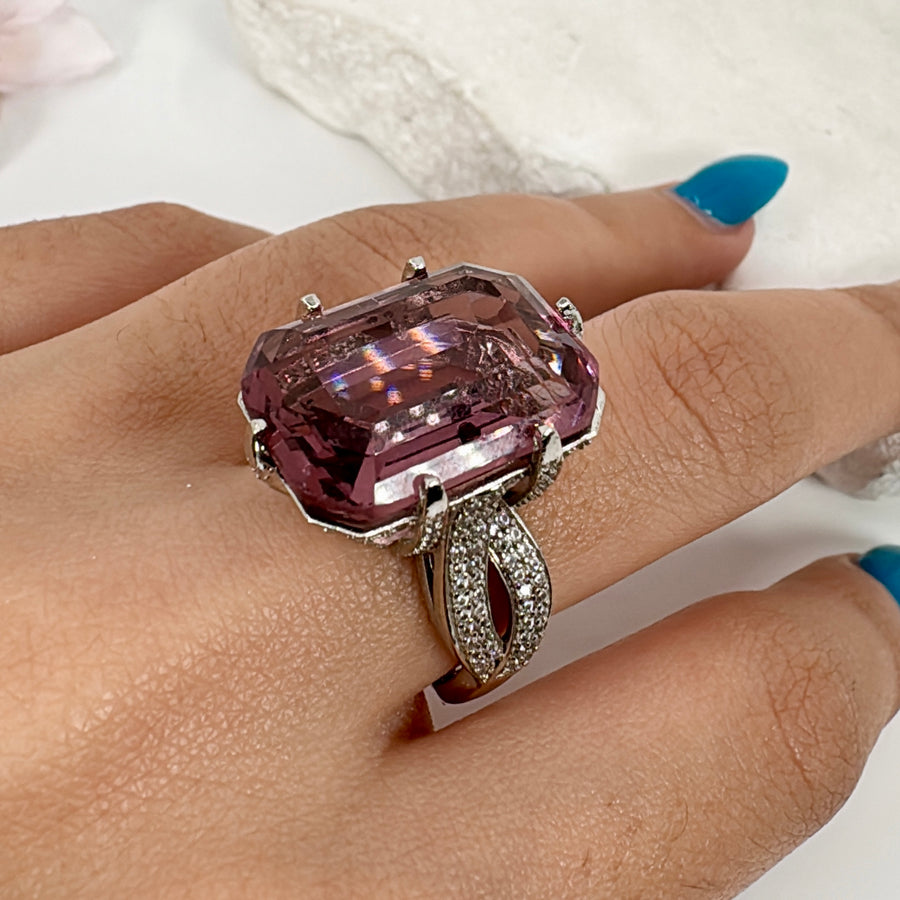 Purple American Diamond Cubic Zirconia Adjustable Finger Ring