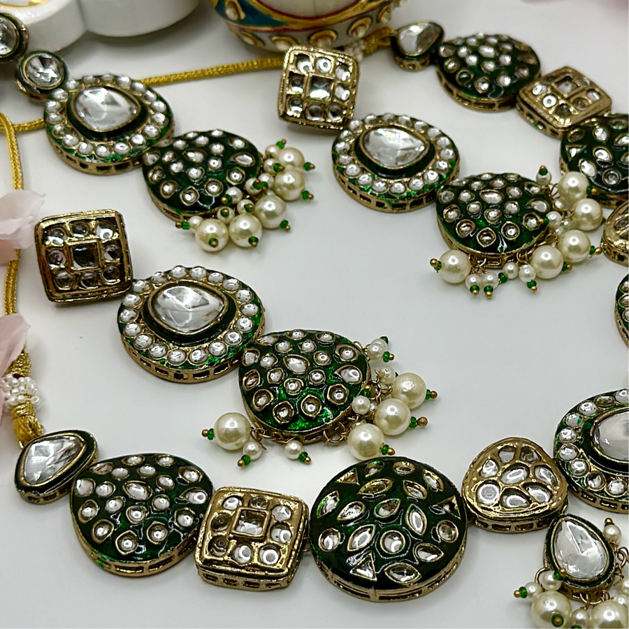 Green Meenakari Necklace Set