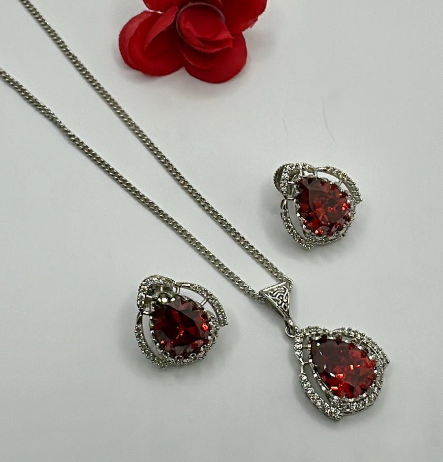 Orange Swarovski Drop Pendant Set