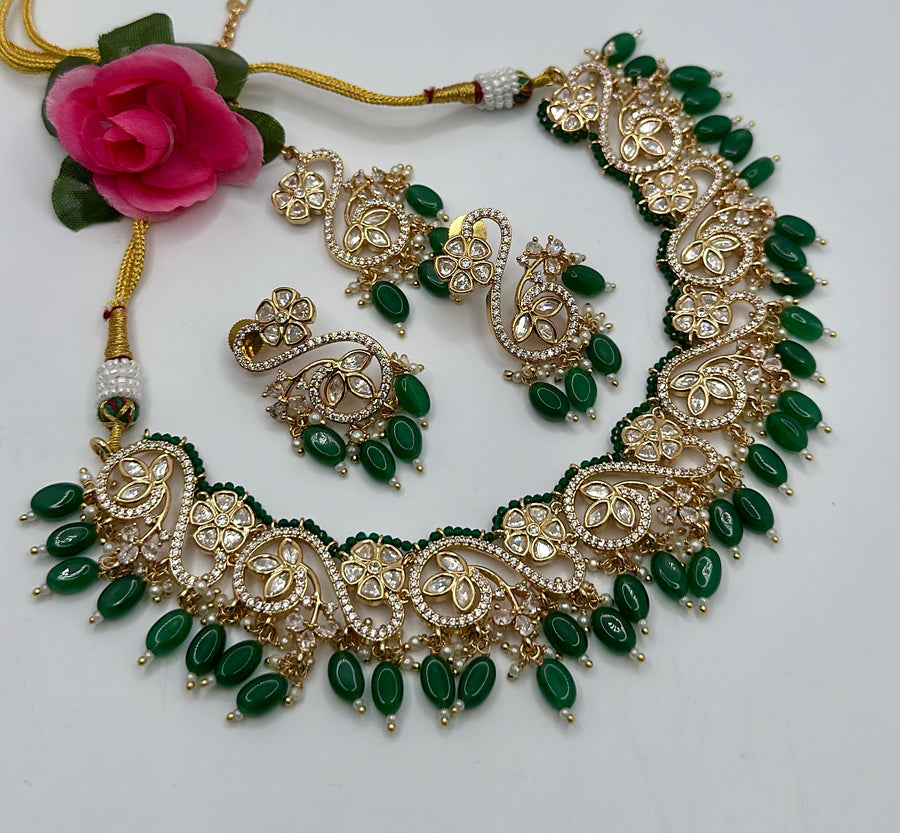 Green Tyaani Inspired Necklace Set