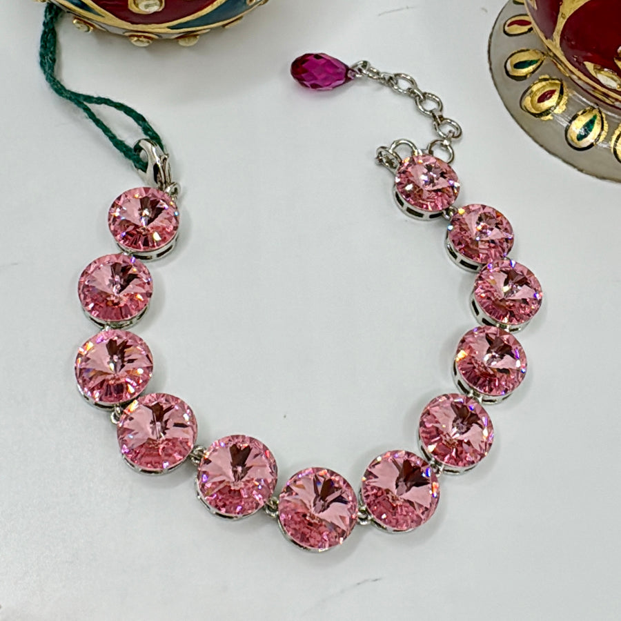 Pink Swarovski Adjustable Bracelet