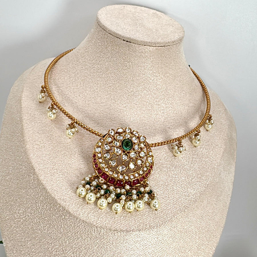 Multi Paachi Kundan Hasli Necklace Set