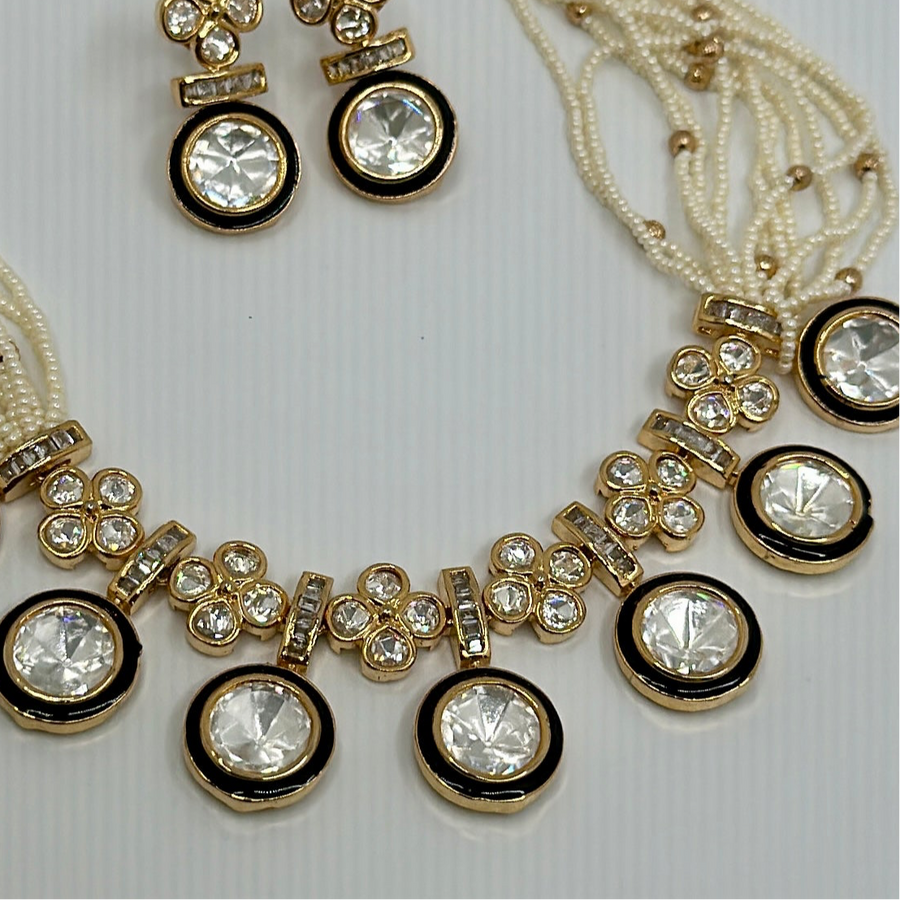 Clear Kundan Choker Necklace Set