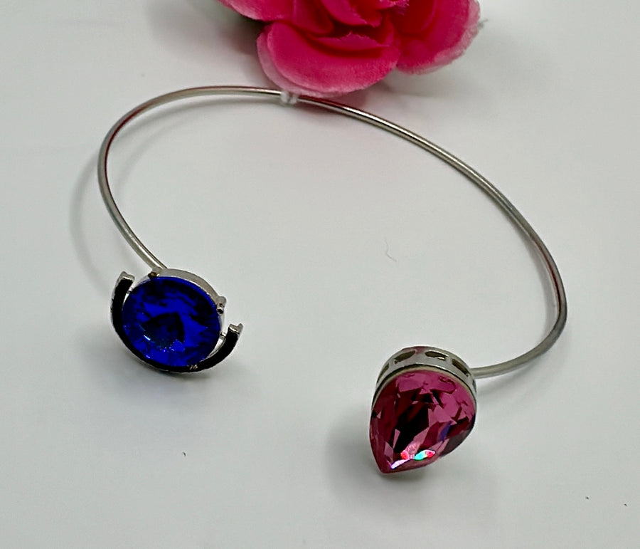 Ruby And Blue Swarovski Dainty Bracelet