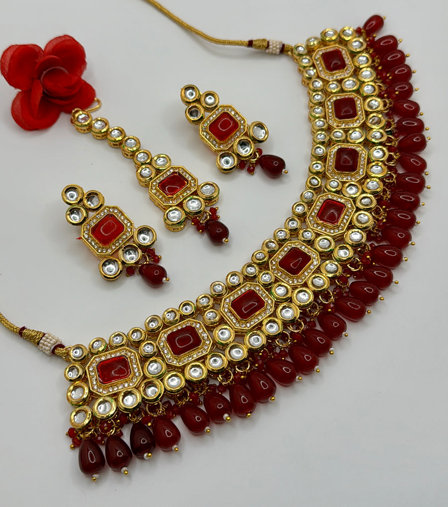 Ruby Kundan Bridal Necklace Set