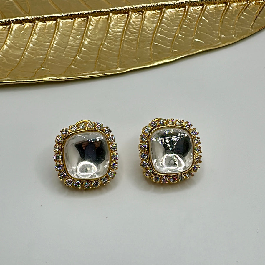 Clear Uncut Kundan Studs