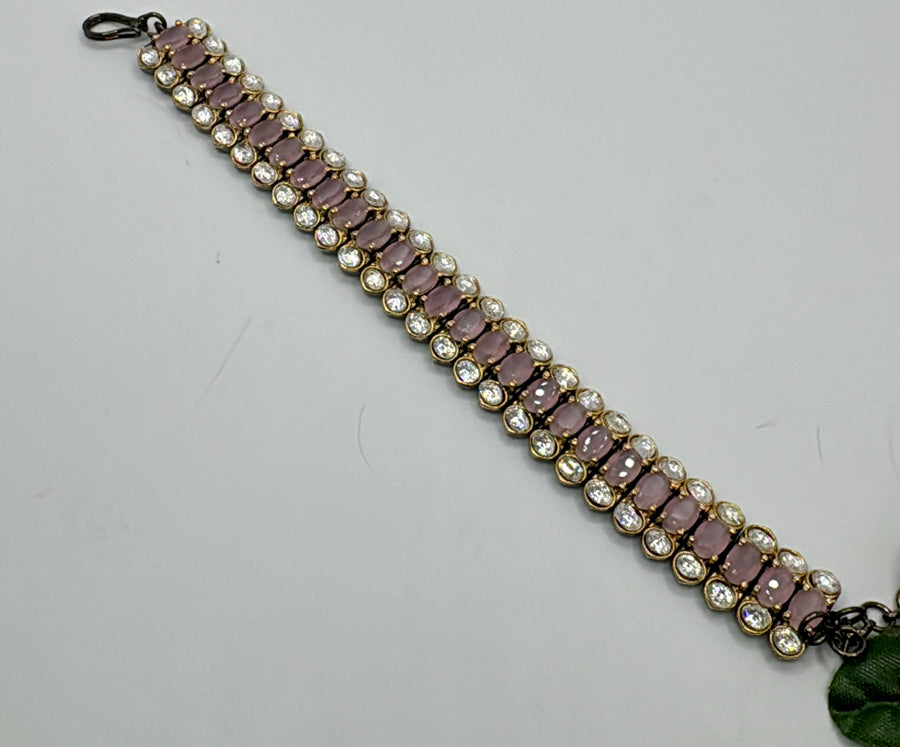 Pink American Diamonds & Moissanite Tennis Bracelet