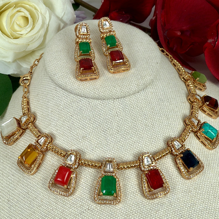 Multi Apala Inspired Moissanite Necklace Set