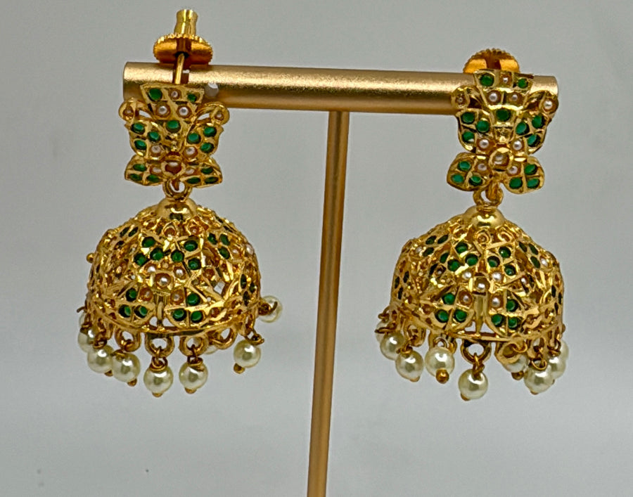 Green Punjabi Jadau Jhumki