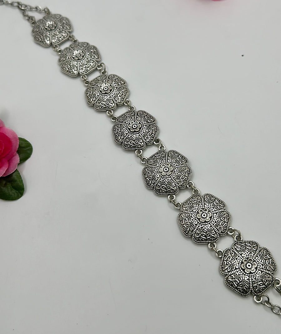 Clear Silver Lookalike Flower Matha patti