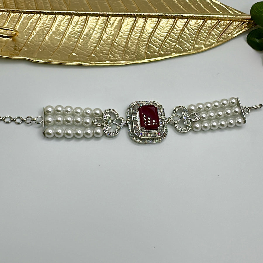 Ruby Pearl Flexible Bracelet