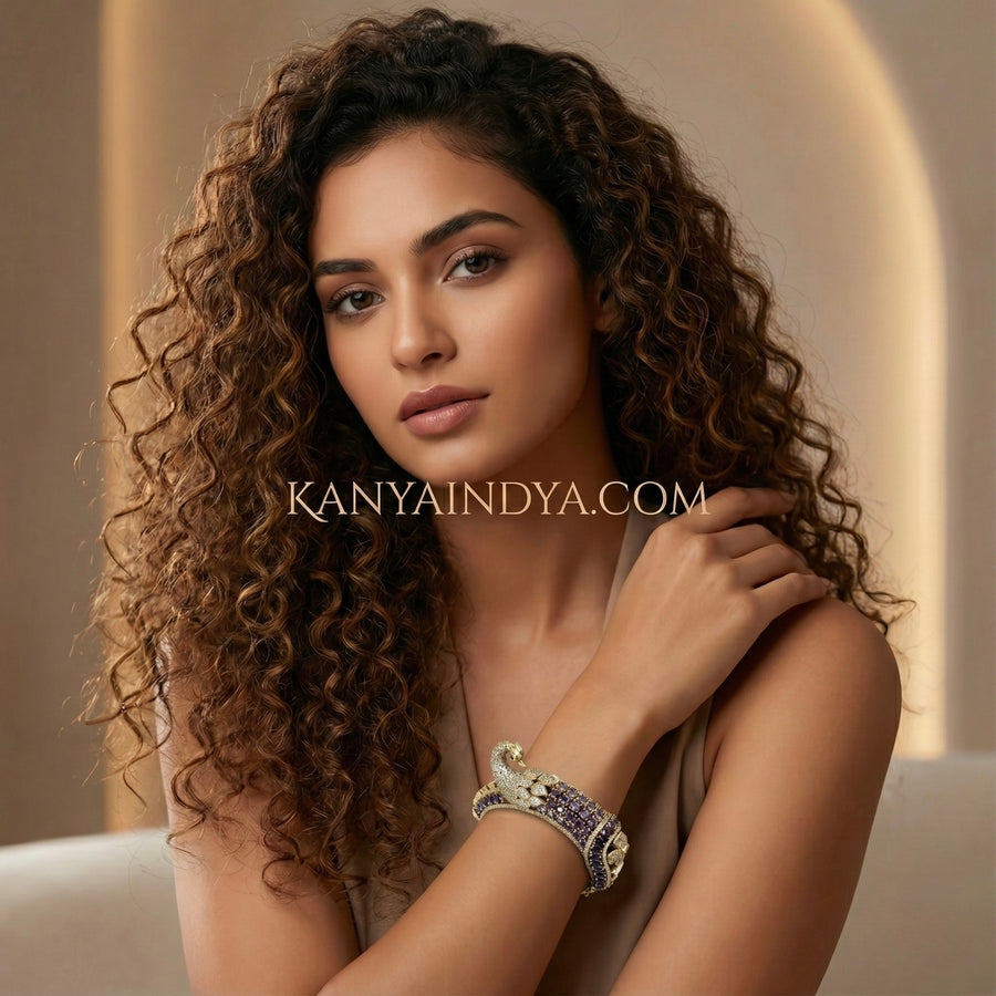 Purple Invisible Setting Moissanite Openable Bracelet( Fits Size 2.2-2.6)