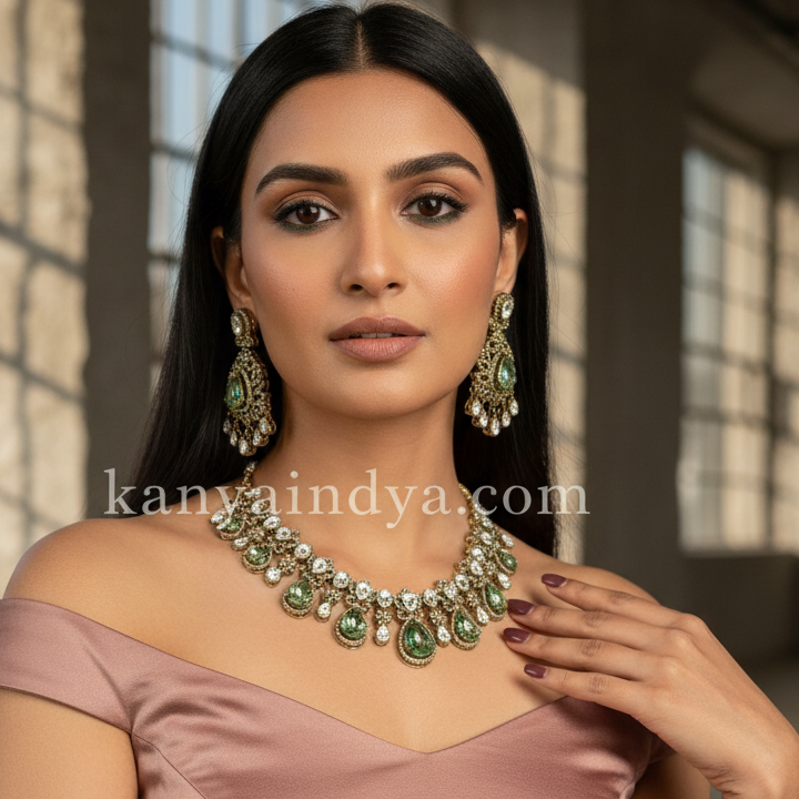 Mint Moissanite Necklace Set