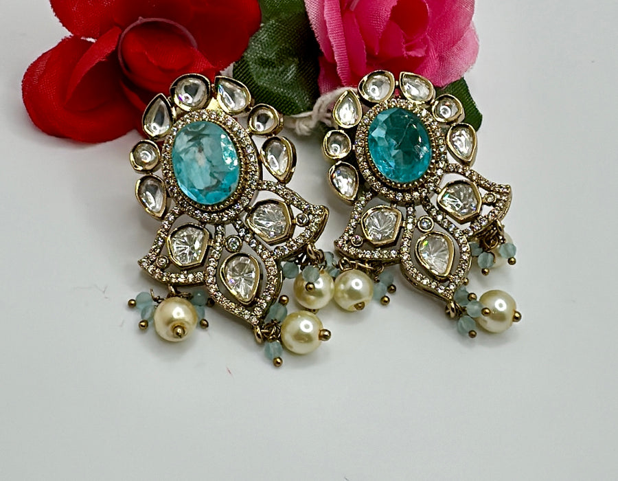 Turquoise doublet Moissanite Earrings