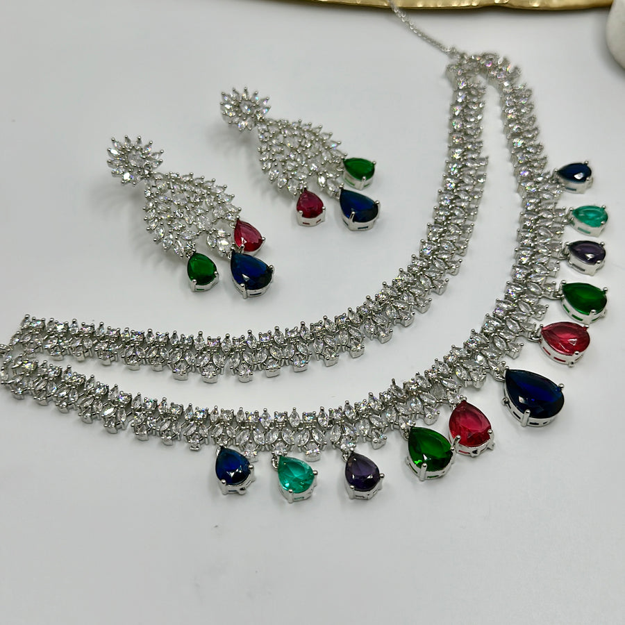 Multi American Diamonds Necklace Set