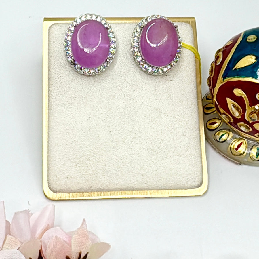 Purple Doublet American Diamonds Stud Earrings