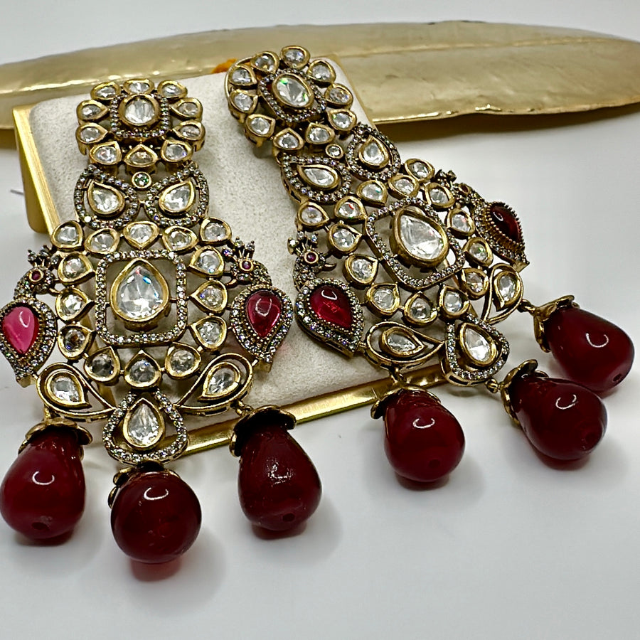 Ruby Red Tyaani Inspired Statement Earrings