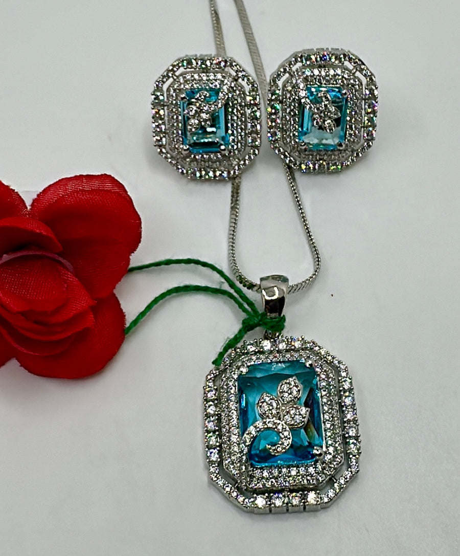 Turquoise American Diamonds pendant Set