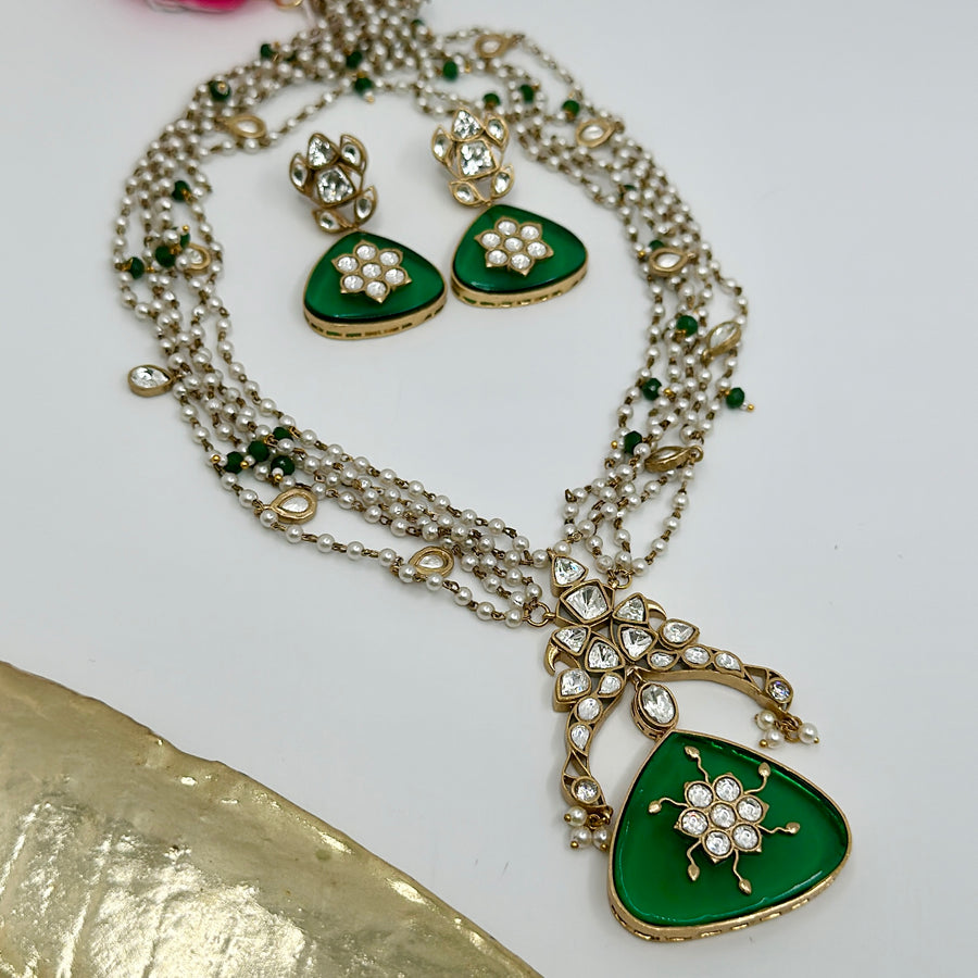 Green Kundan Necklace Set