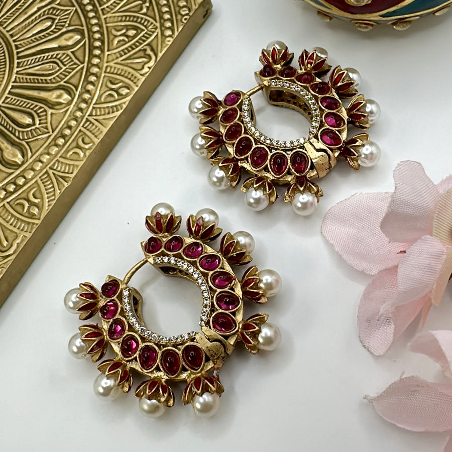 Ruby & Pearl Premium Dainty Hoop Bali Earrings