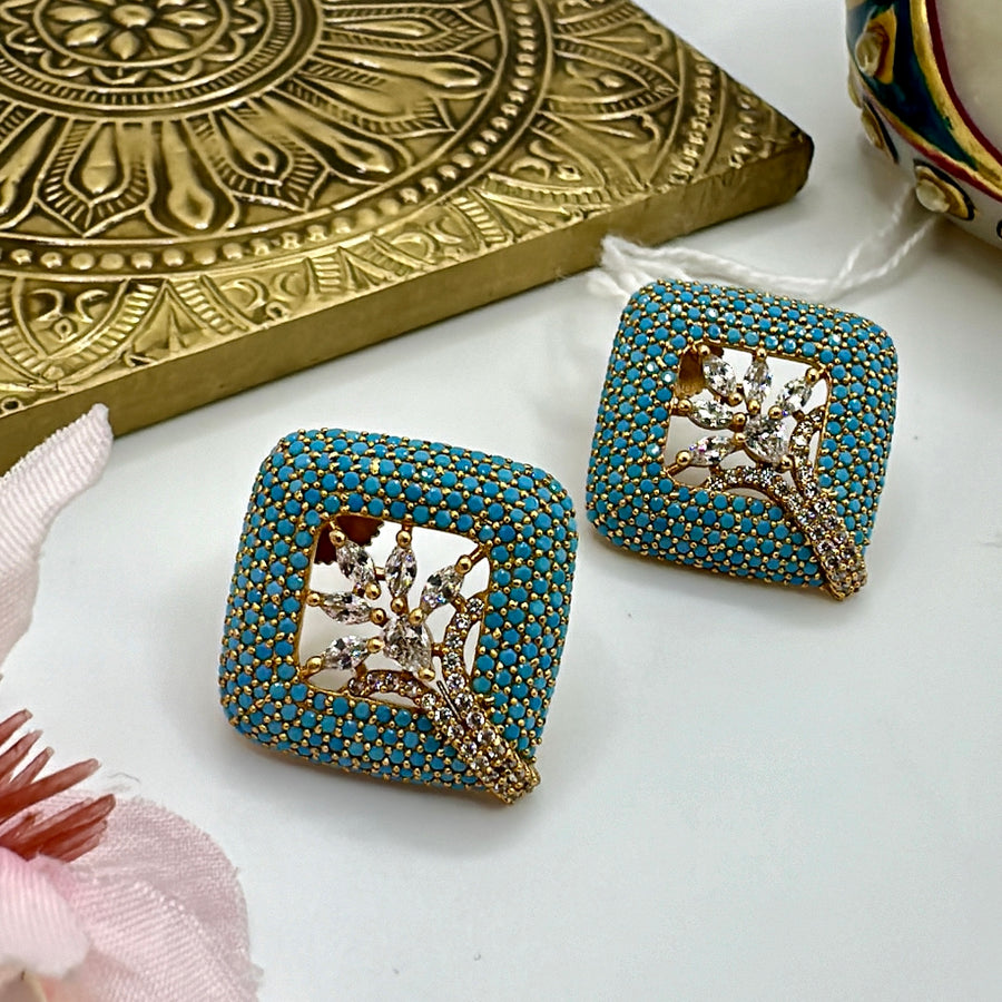 Turquoise American Diamonds Studs